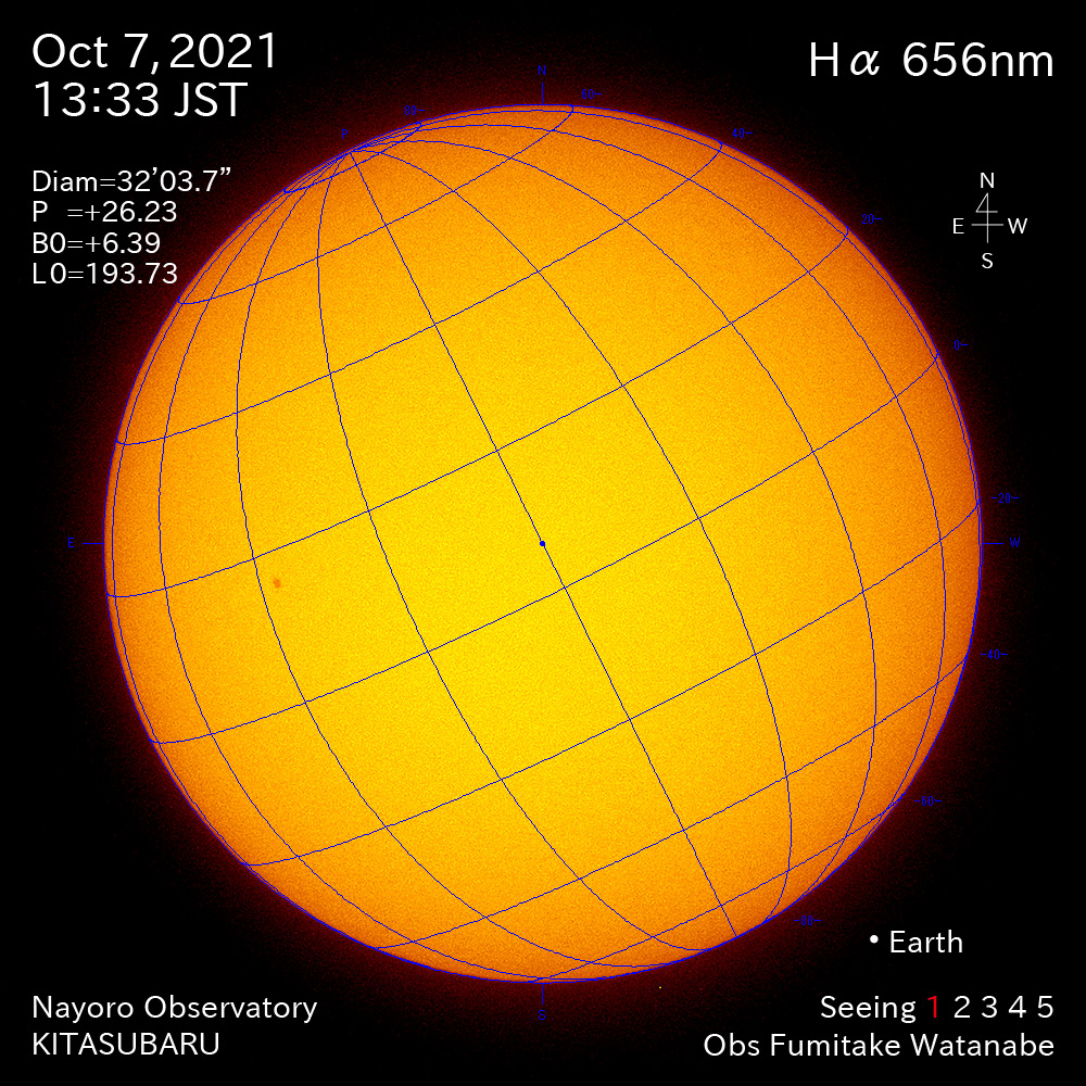 2021年10月7日Ha波長の太陽