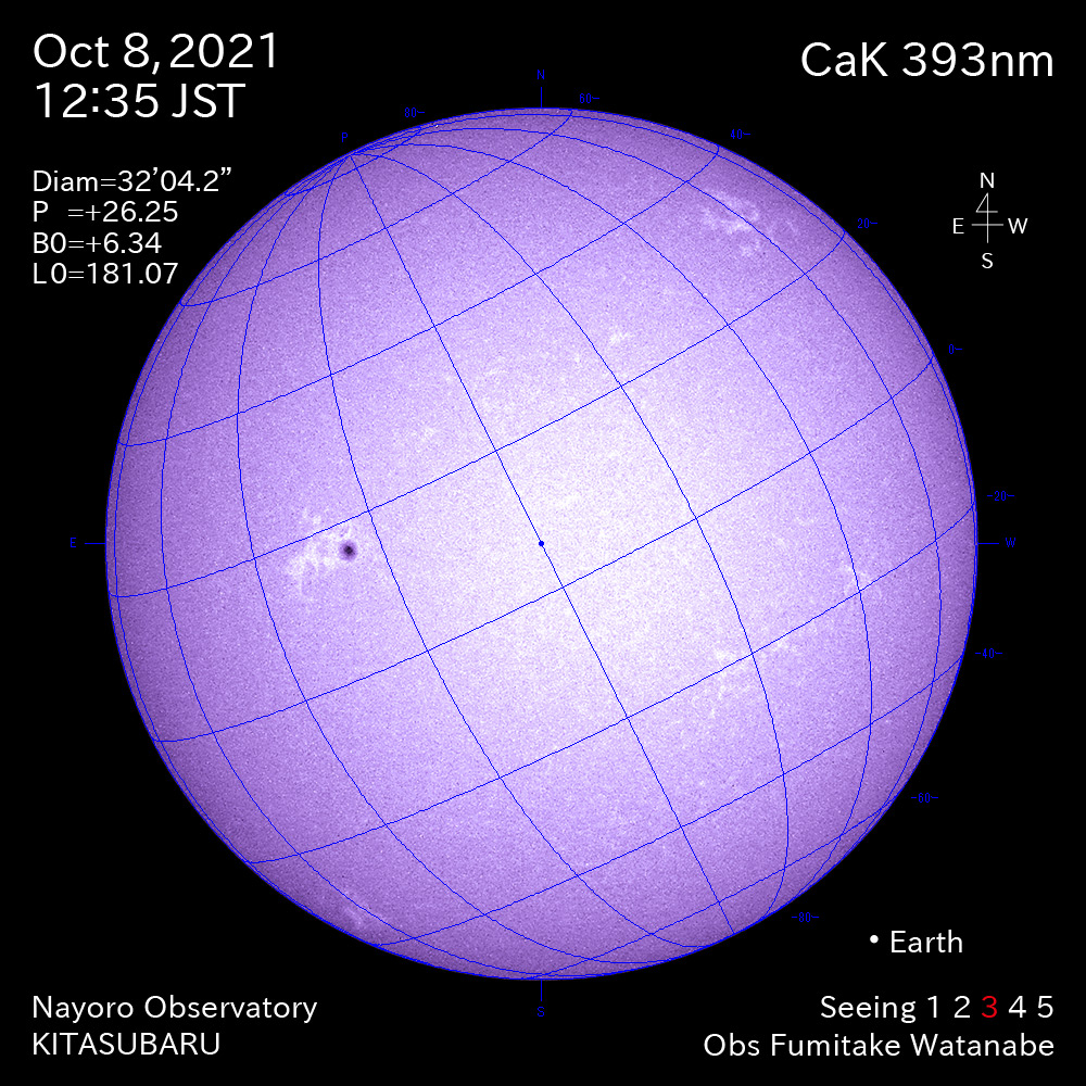 2021年10月8日CaK波長の太陽