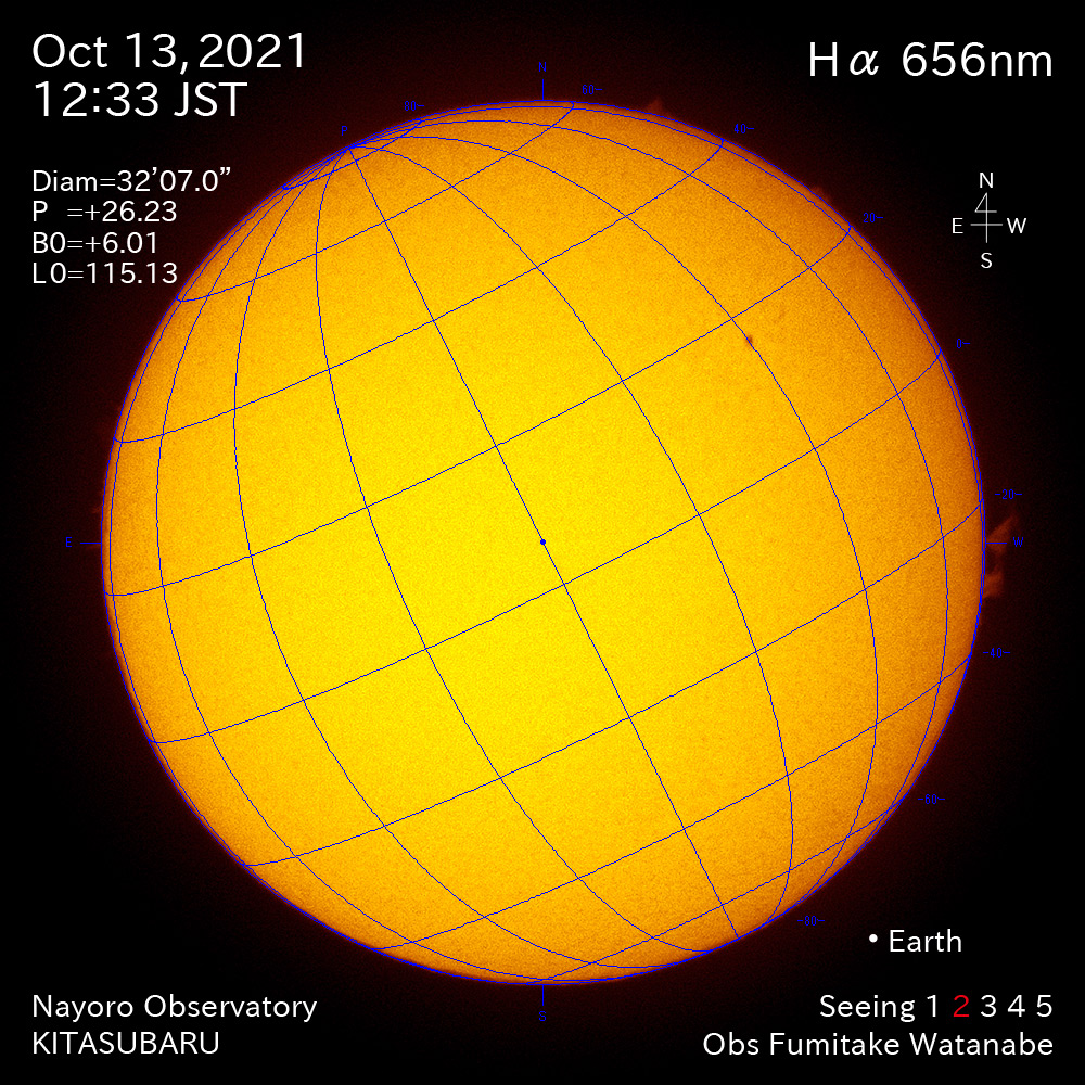 2021年10月13日Ha波長の太陽