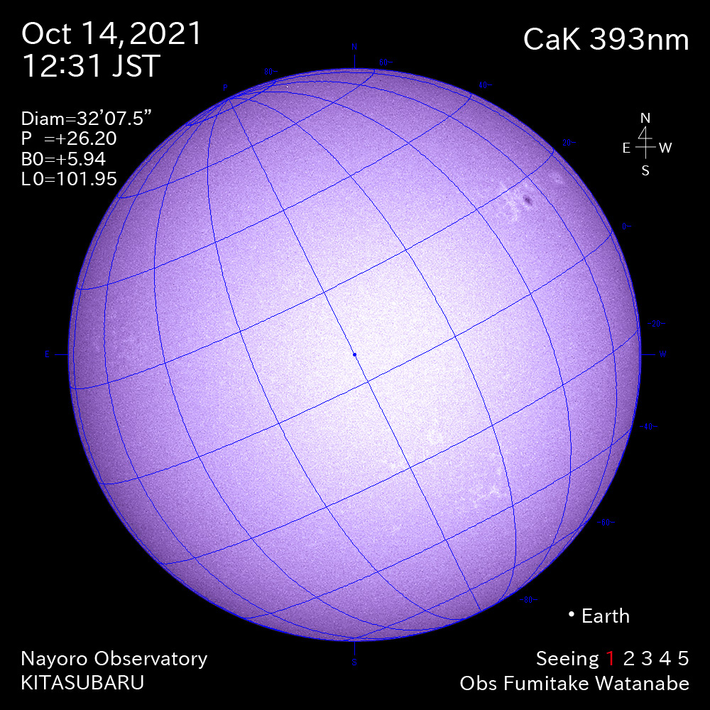 2021年10月14日CaK波長の太陽