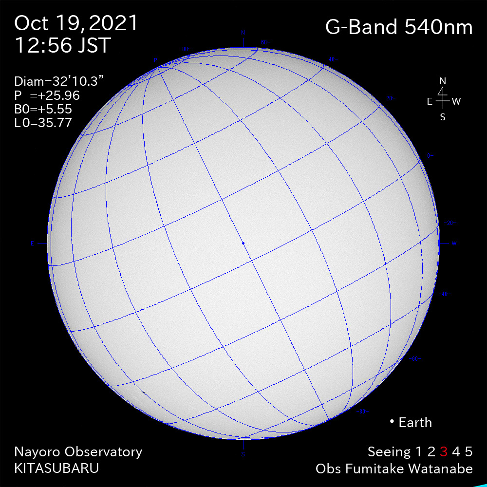 2021年10月19日540nm波長の太陽