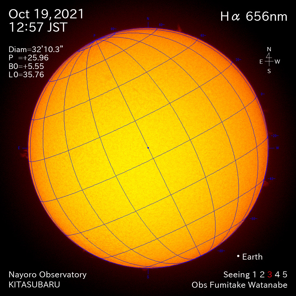 2021年10月19日Ha波長の太陽