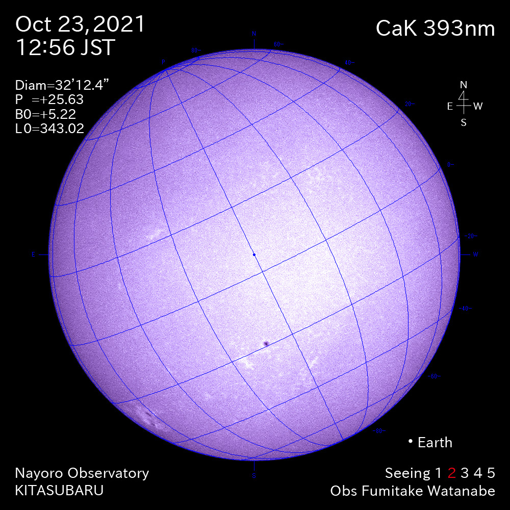 2021年10月23日CaK波長の太陽