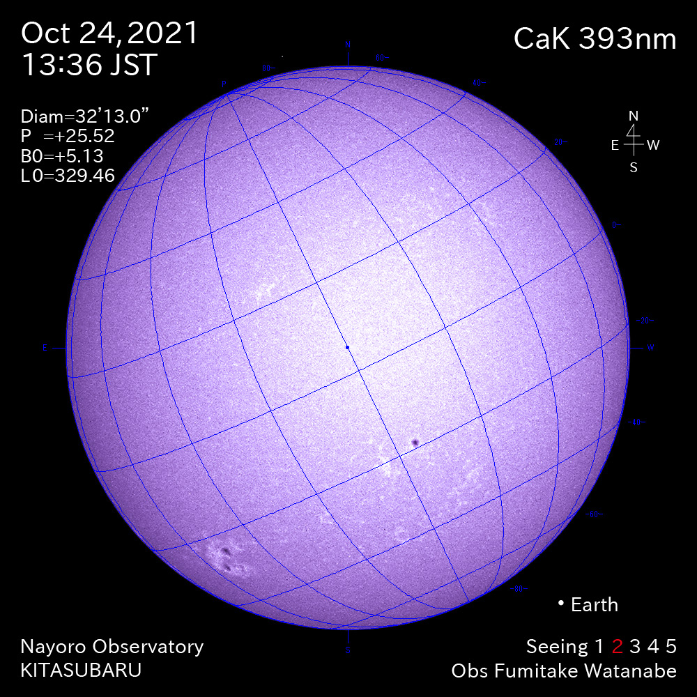 2021年10月24日CaK波長の太陽