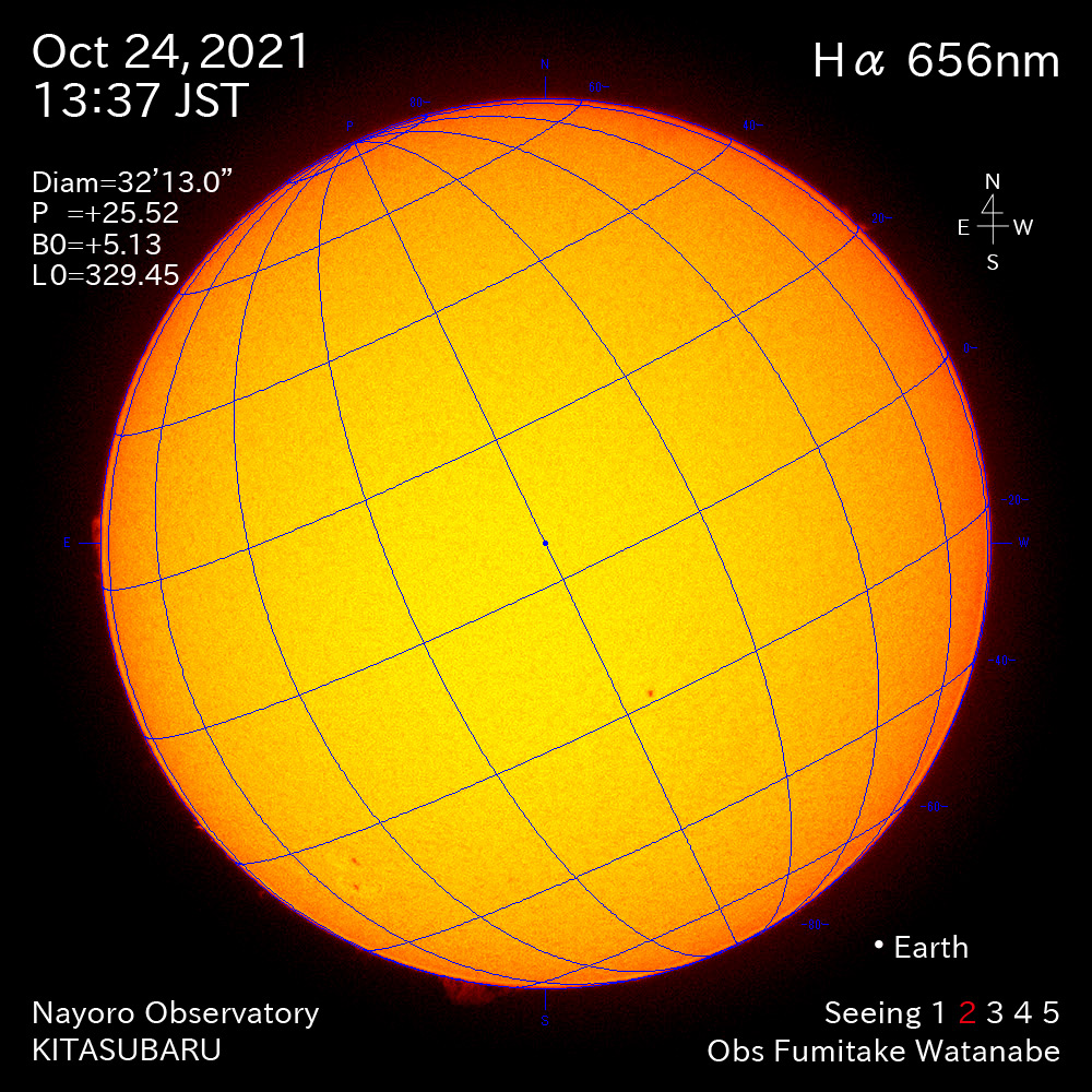 2021年10月24日Ha波長の太陽