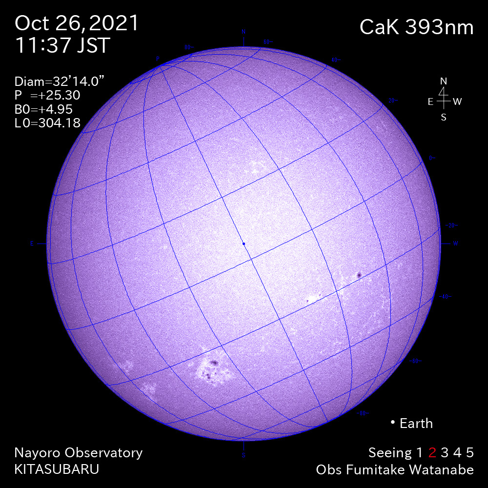 2021年10月26日CaK波長の太陽