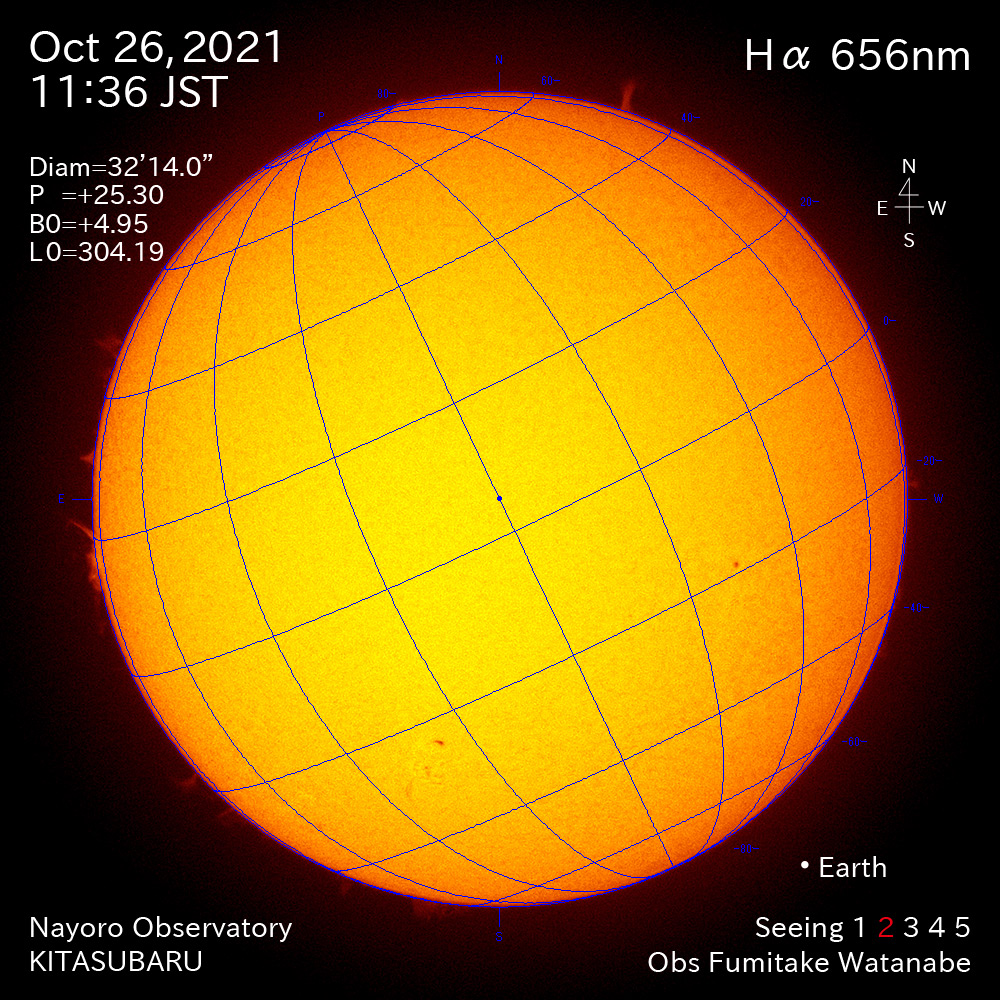 2021年10月26日Ha波長の太陽