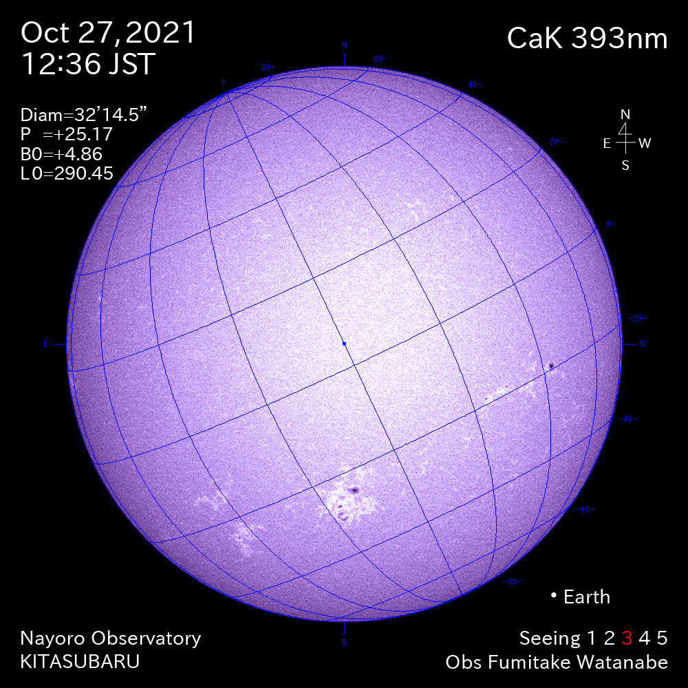 2021年10月27日CaK波長の太陽