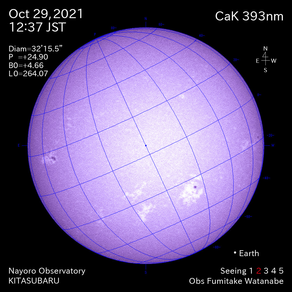 2021年10月29日CaK波長の太陽