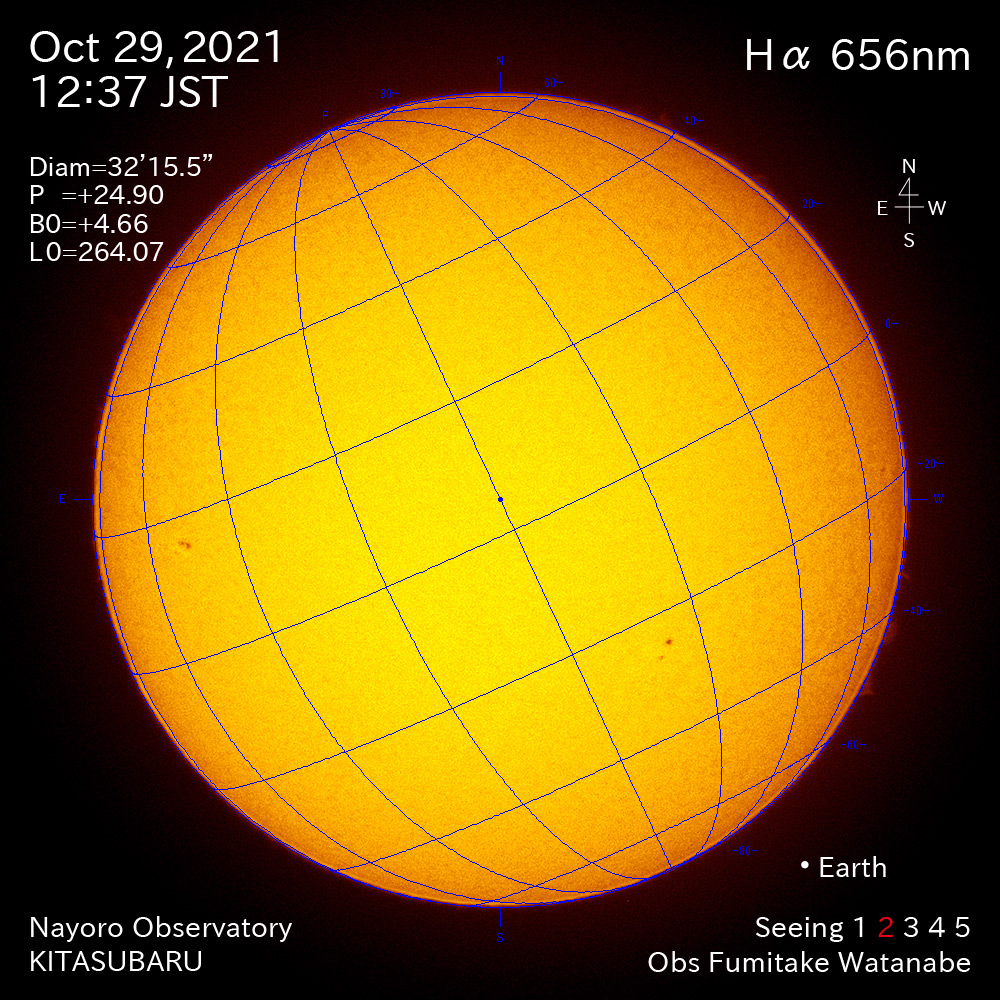 2021年10月29日Ha波長の太陽