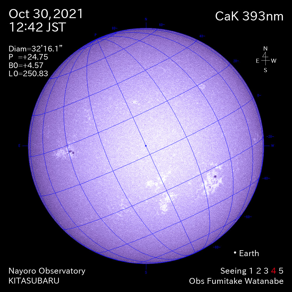 2021年10月30日CaK波長の太陽