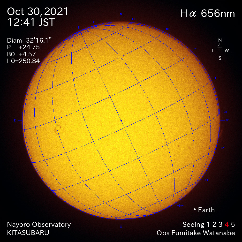 2021年10月30日Ha波長の太陽