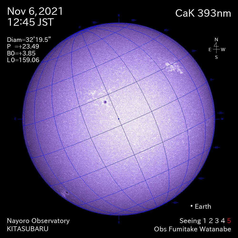 2021年11月6日CaK波長の太陽
