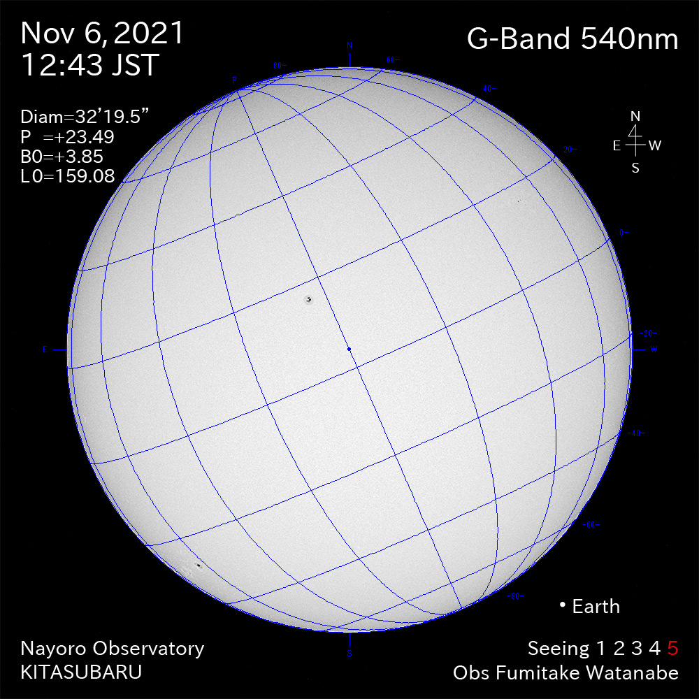 2021年11月6日540nm波長の太陽