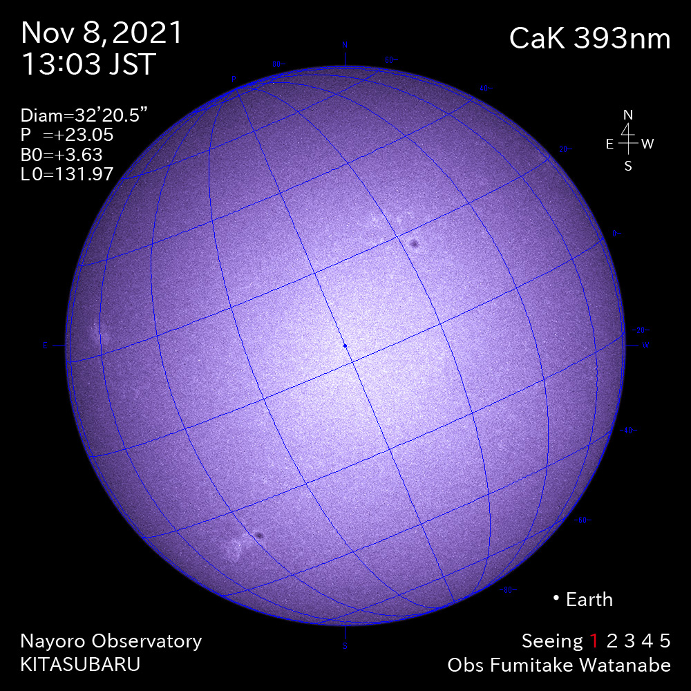 2021年11月8日CaK波長の太陽