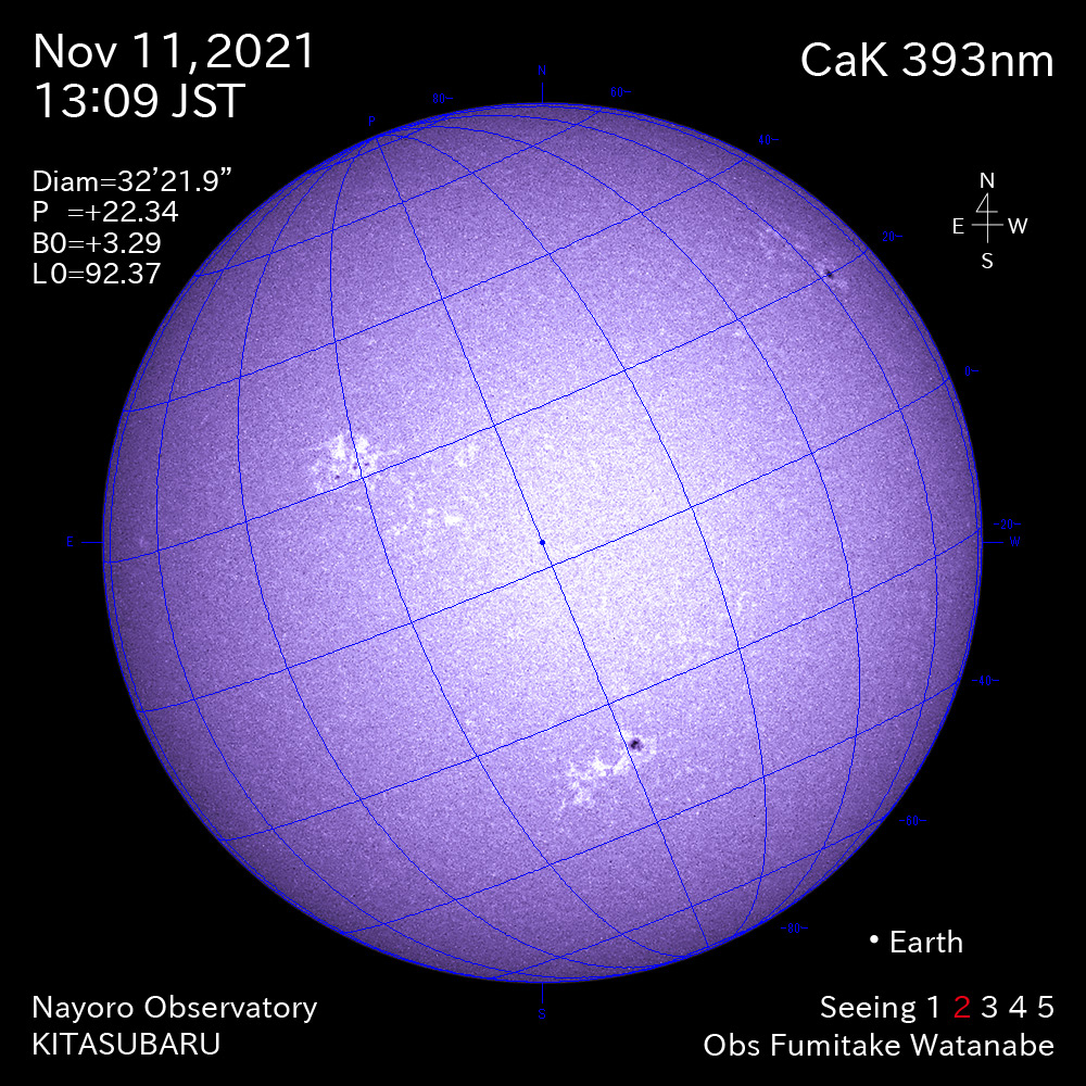 2021年11月15日CaK波長の太陽