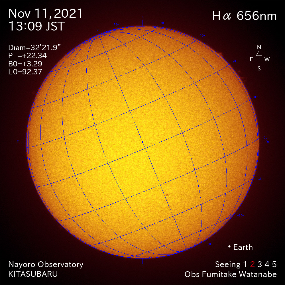 2021年11月11日Ha波長の太陽