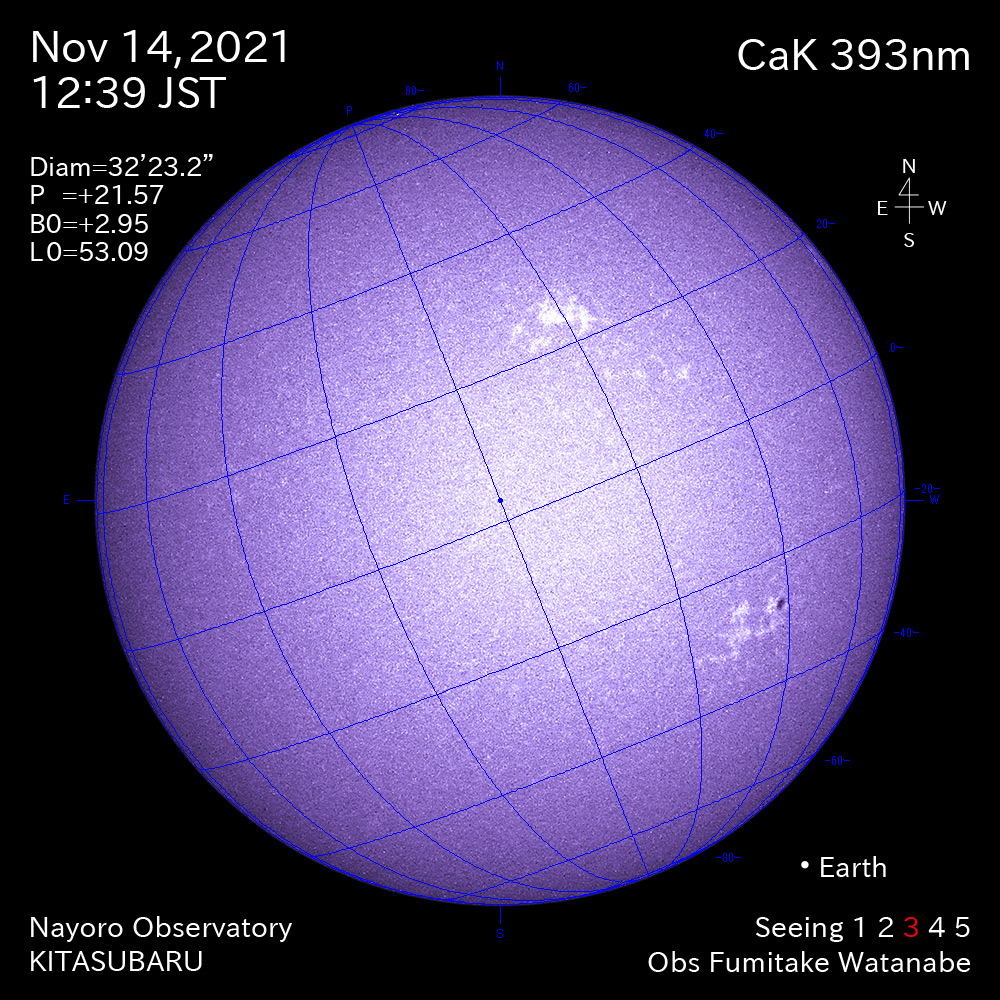 2021年11月14日CaK波長の太陽