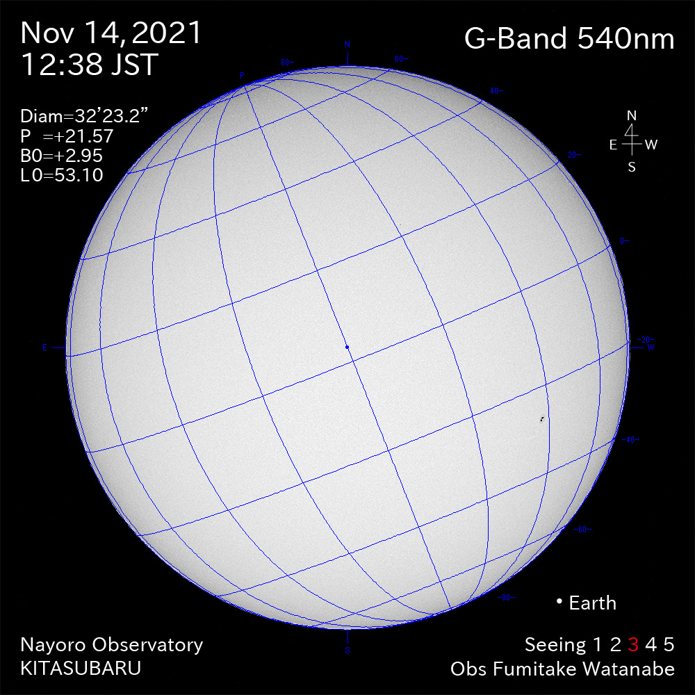 2021年11月14日540nm波長の太陽
