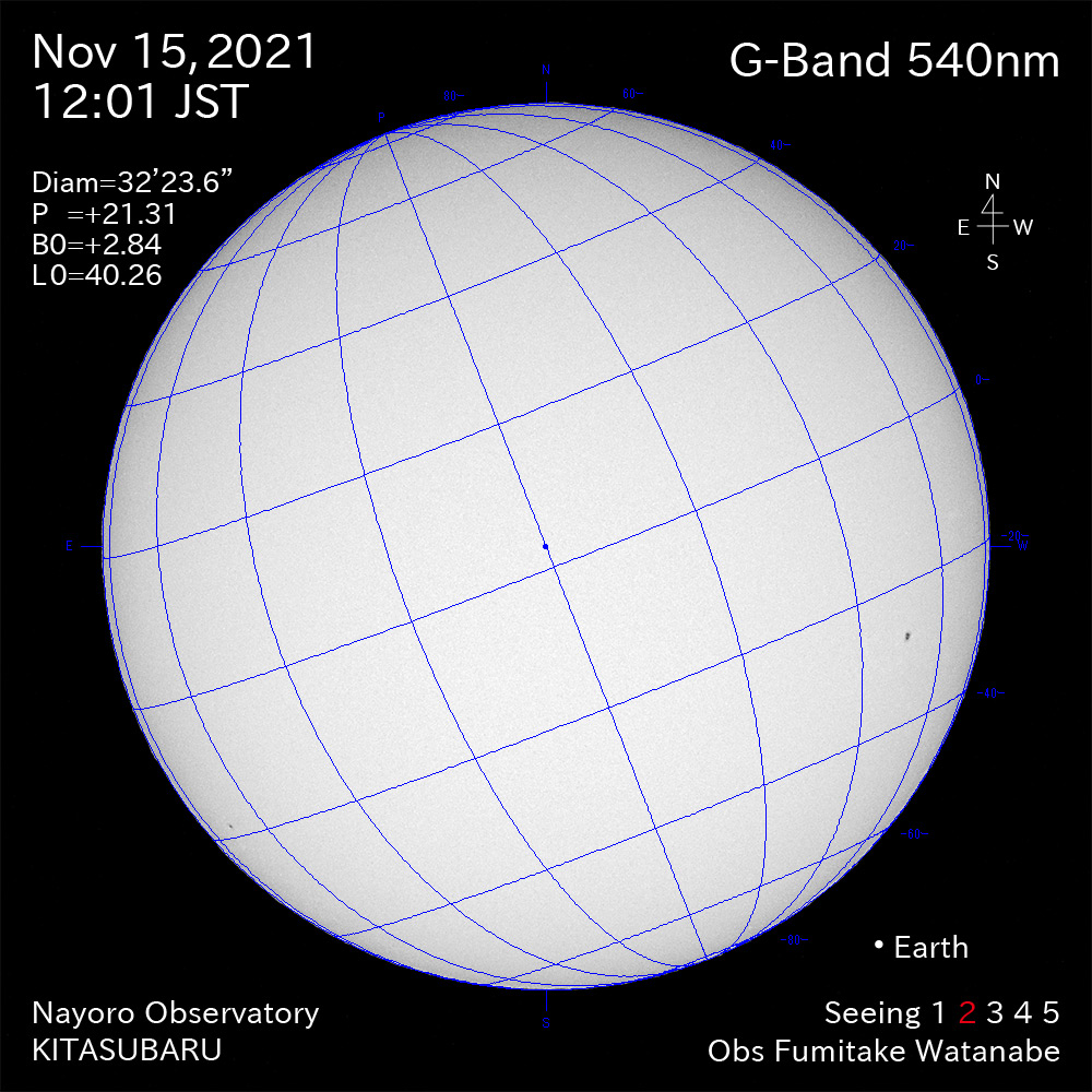 2021年11月15日540nm波長の太陽