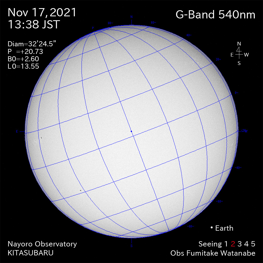 2021年11月17日540nm波長の太陽