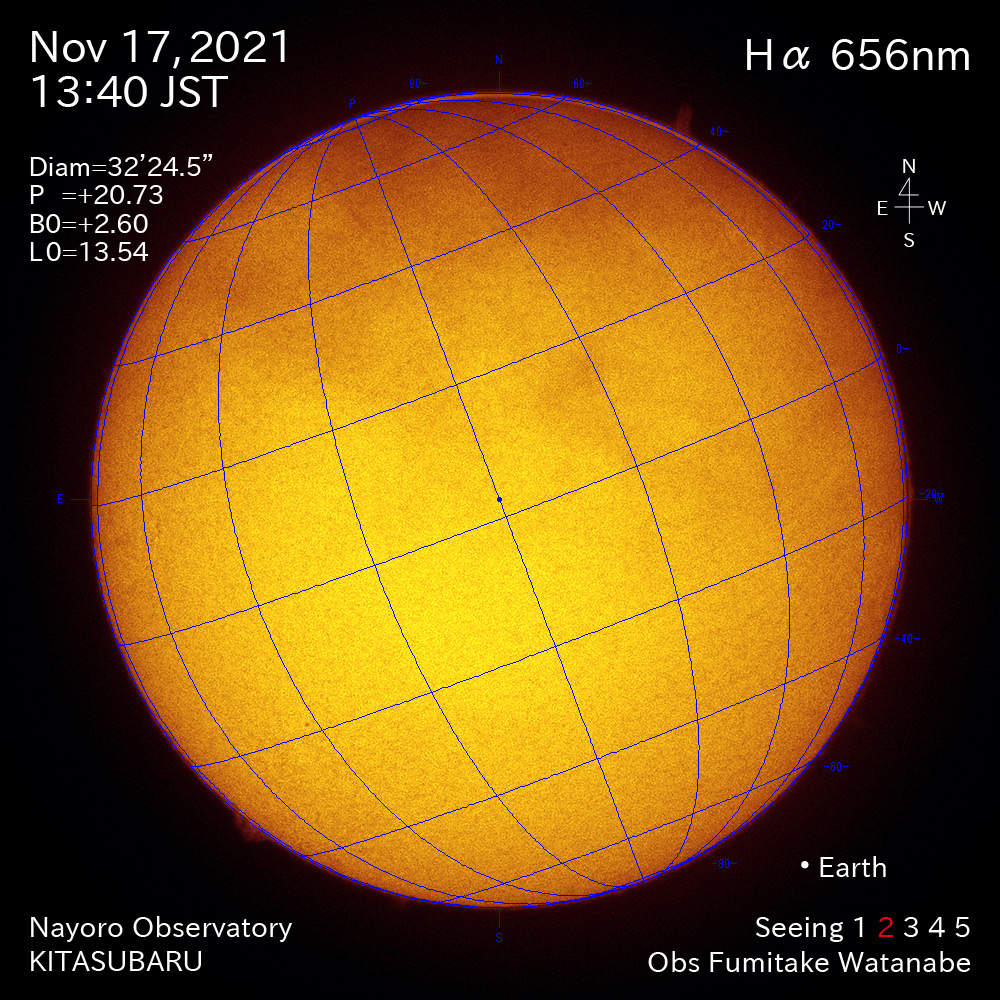 2021年11月17日Ha波長の太陽