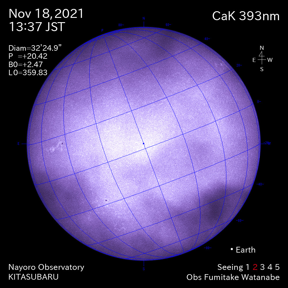 2021年11月18日CaK波長の太陽
