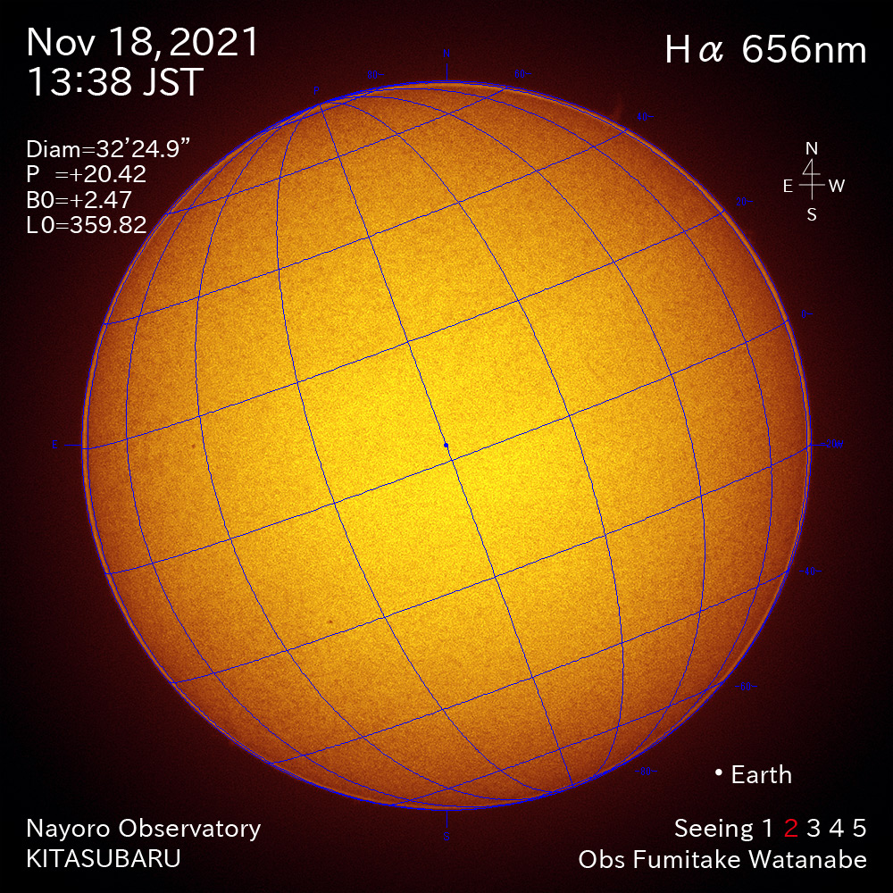 2021年11月18日Ha波長の太陽