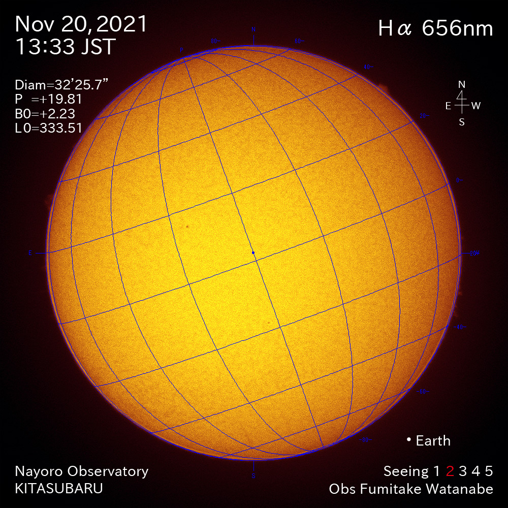2021年11月20日Ha波長の太陽