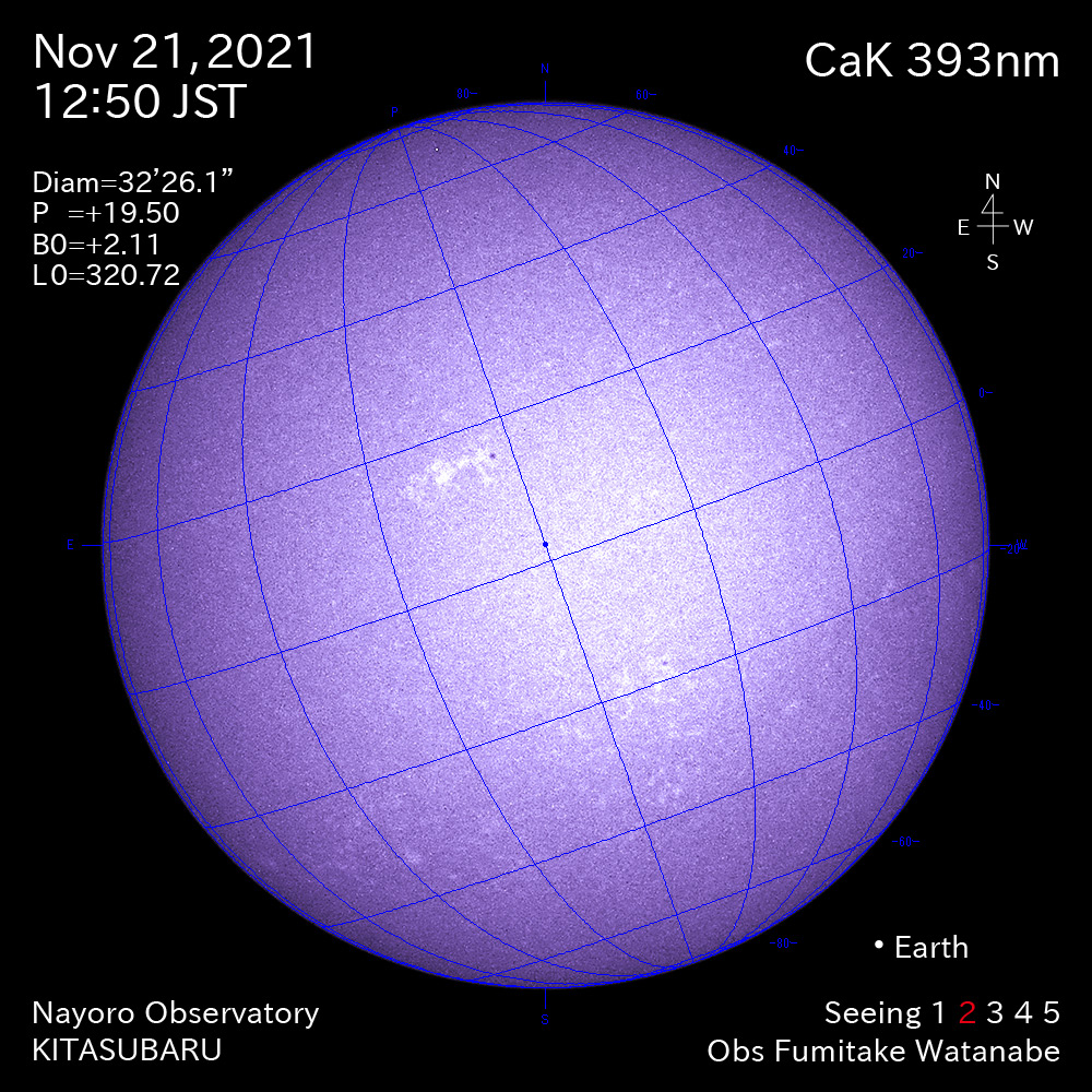 2021年11月21日CaK波長の太陽