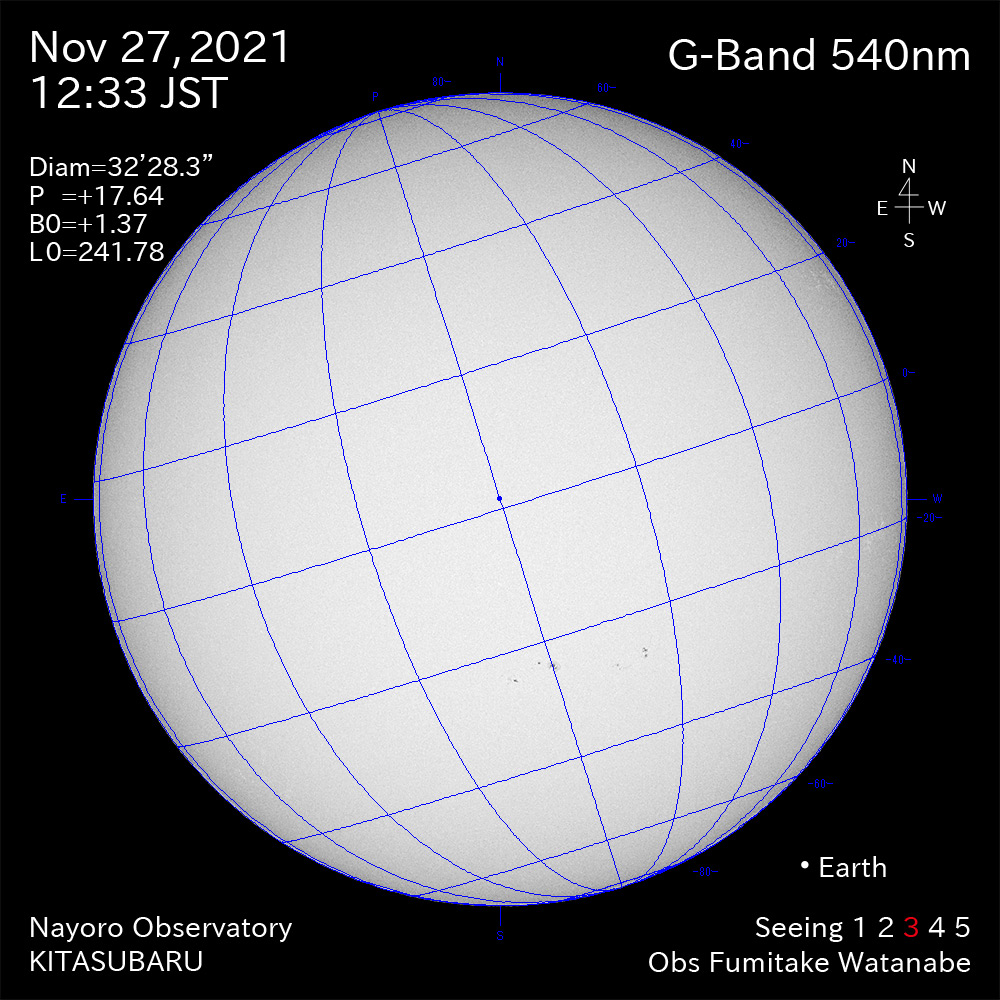 2021年11月27日540nm波長の太陽