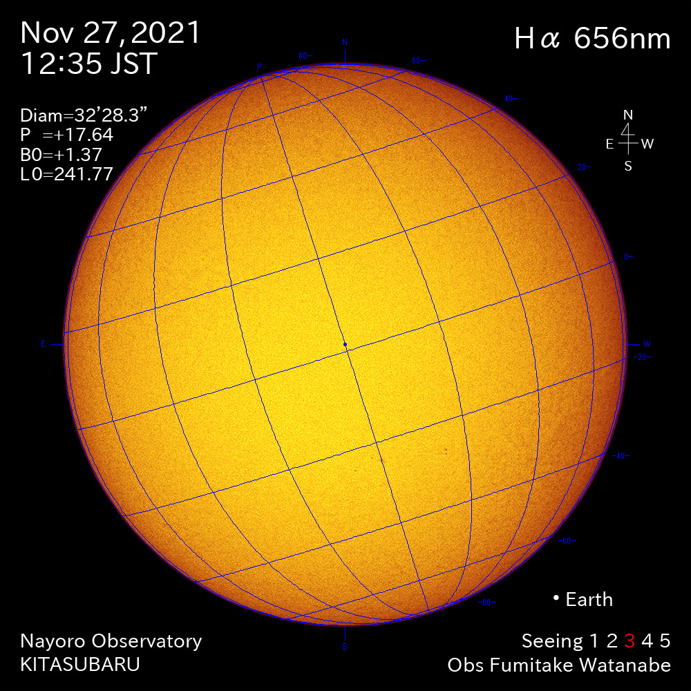 2021年11月27日Ha波長の太陽