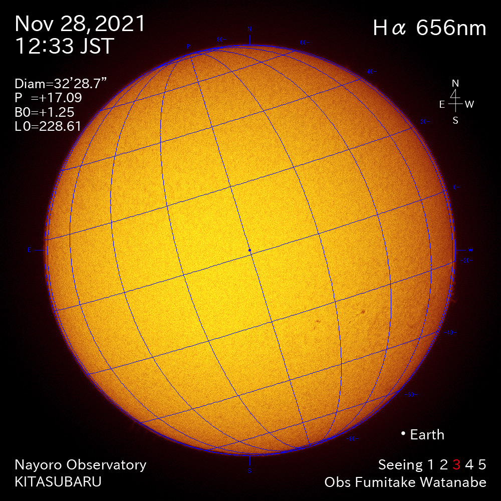 2021年11月28日Ha波長の太陽
