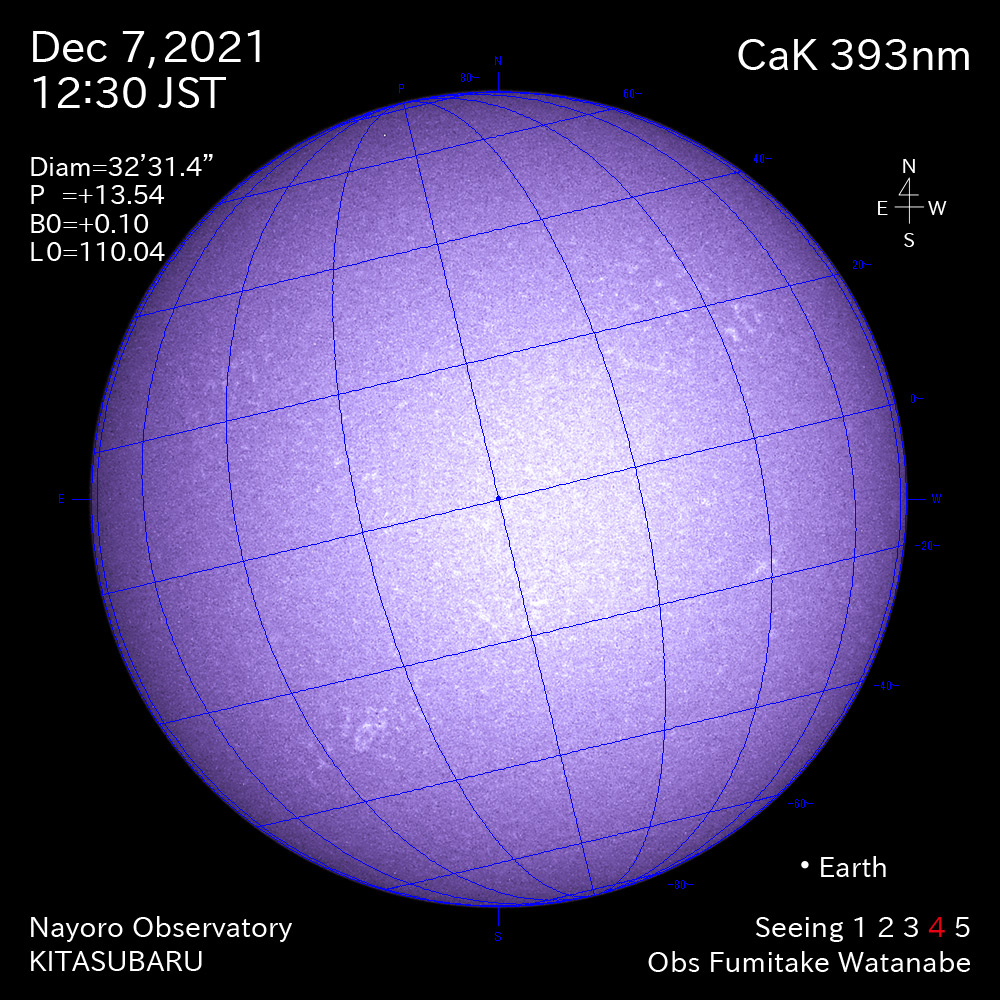 2021年12月7日CaK波長の太陽