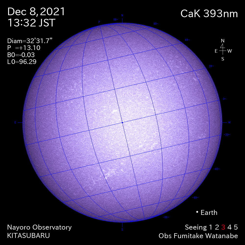 2021年12月8日CaK波長の太陽