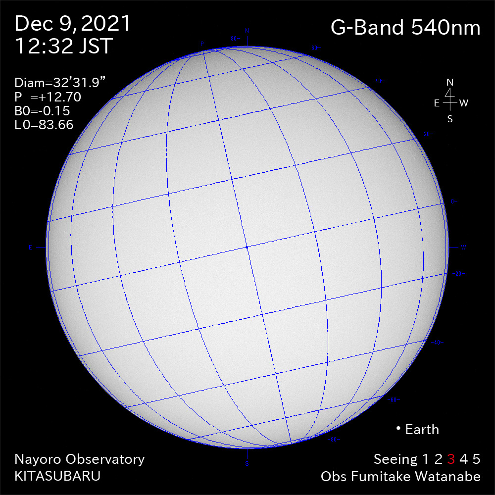 2021年12月9日540nm波長の太陽