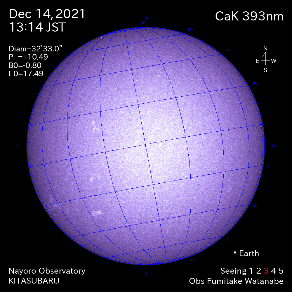 2021年12月14日CaK波長の太陽