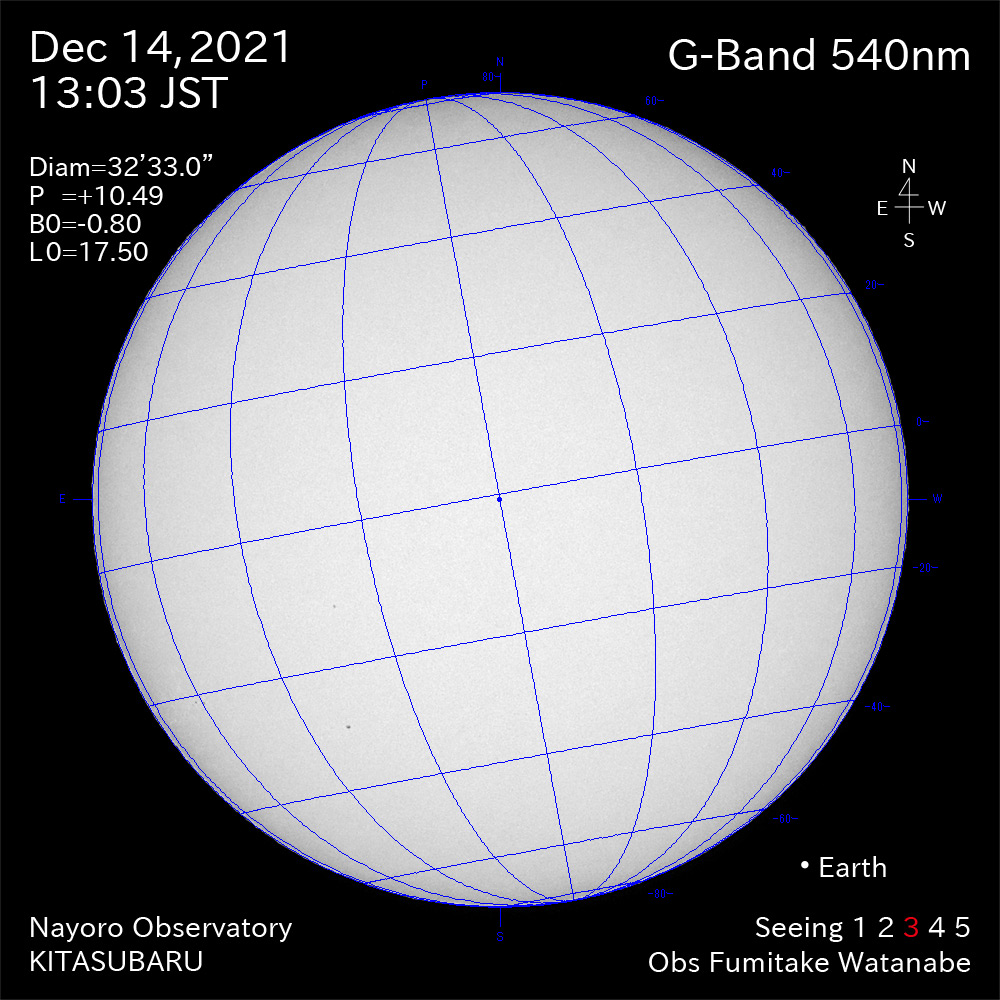 2021年12月14日540nm波長の太陽