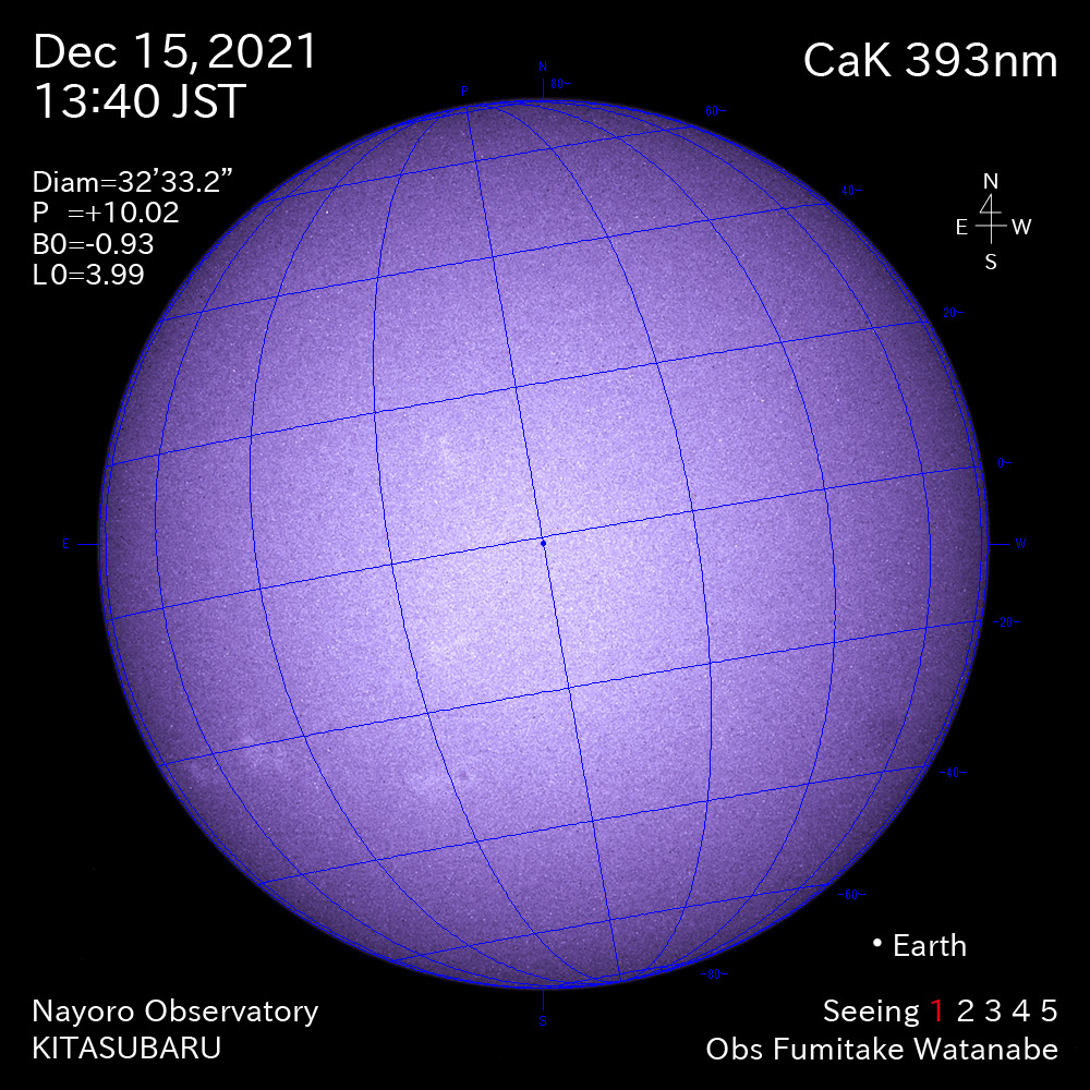 2021年12月15日CaK波長の太陽