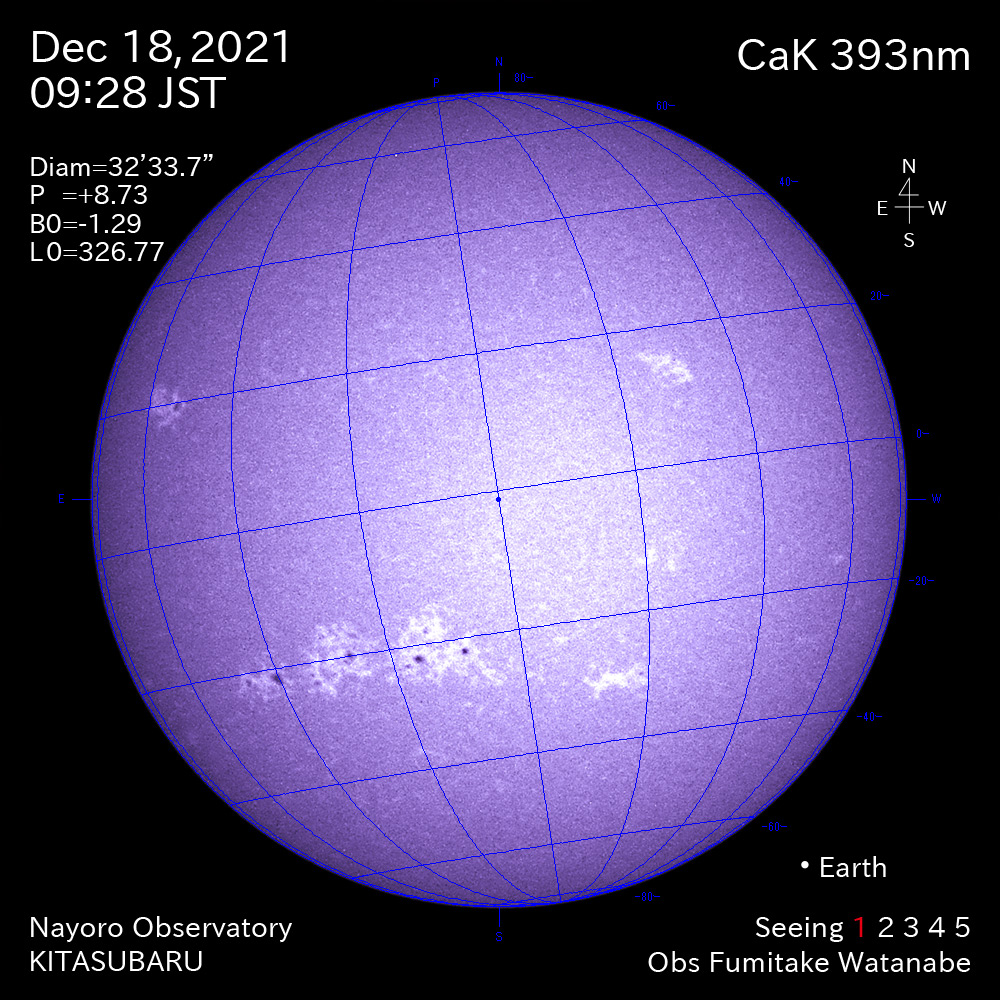 2021年12月18日CaK波長の太陽