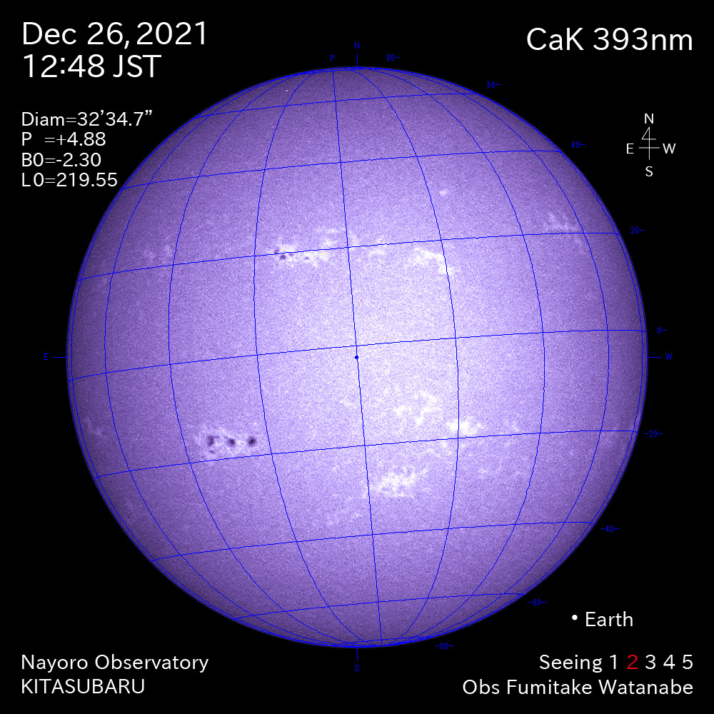 2021年12月26日CaK波長の太陽
