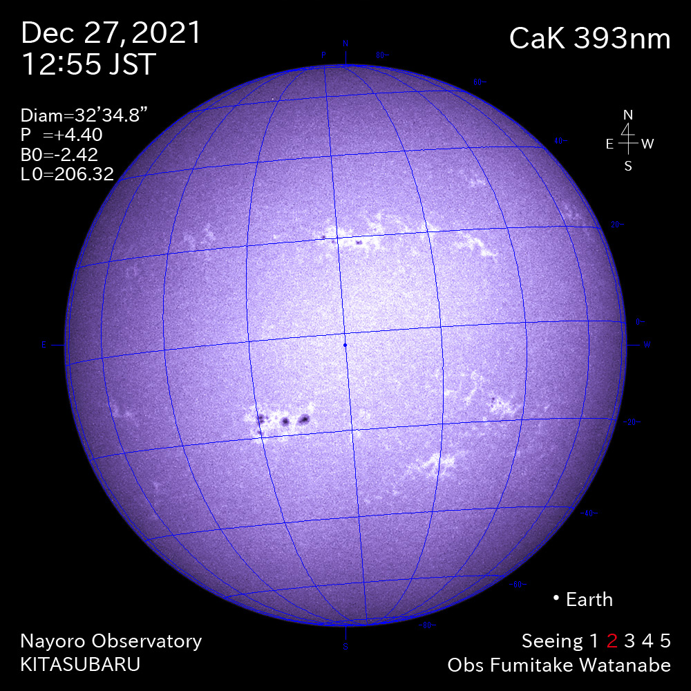 2021年12月27日CaK波長の太陽