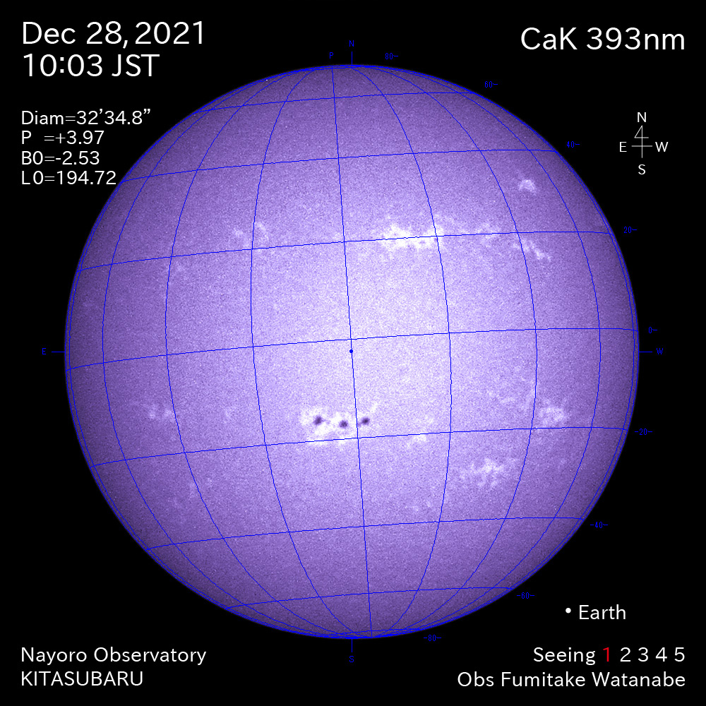 2021年12月28日CaK波長の太陽
