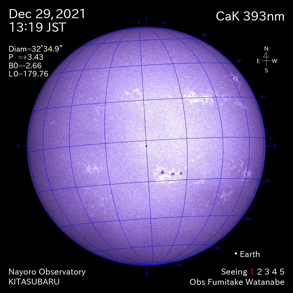 2021年12月29日Ca波長の太陽