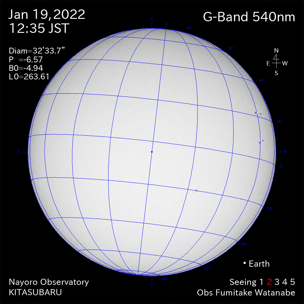 2022年1月19日540nm波長の太陽