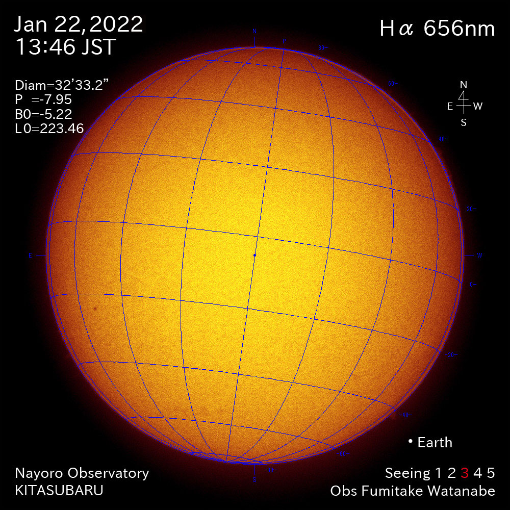 2022年1月22日Ha波長の太陽