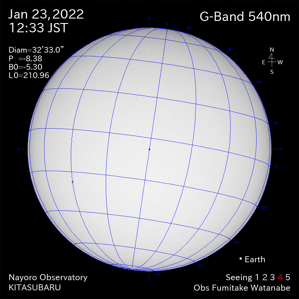 2022年1月23日540nm波長の太陽