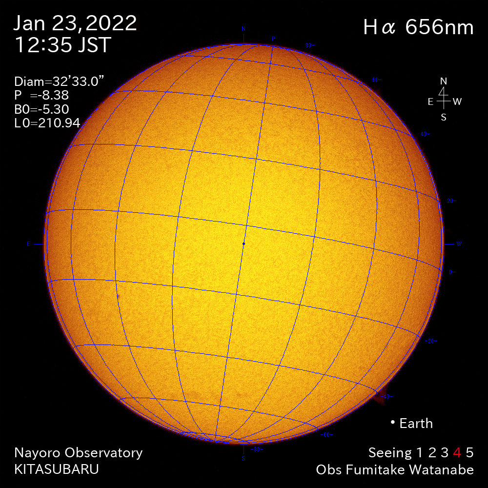2022年1月23日Ca波長の太陽