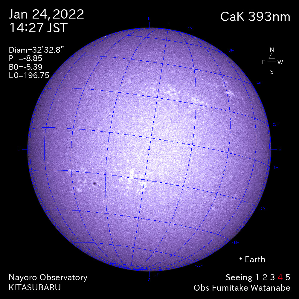 2022年1月24日CaK波長の太陽