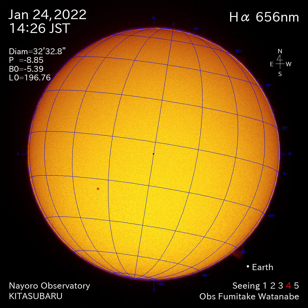 2022年1月24日ha波長の太陽